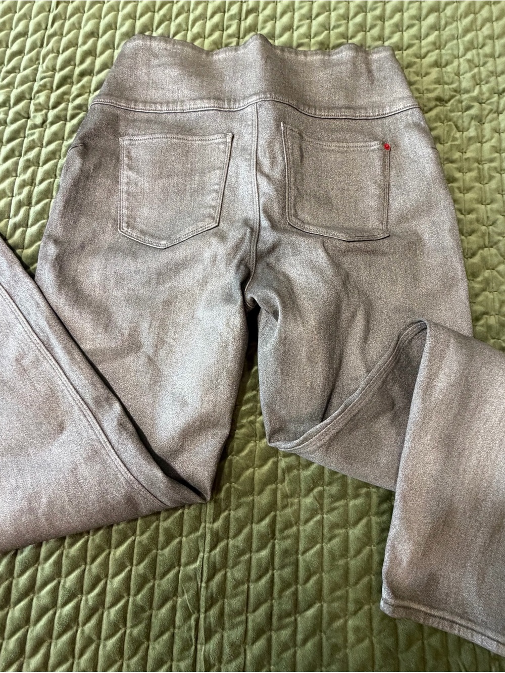 SPANX pewter shimmer gray pull‎ on jeans size XL - Picture 12 of 13
